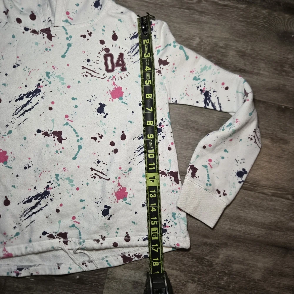 Justice Girls hoodie tie bottom multi color on white GUC -‎ size 12